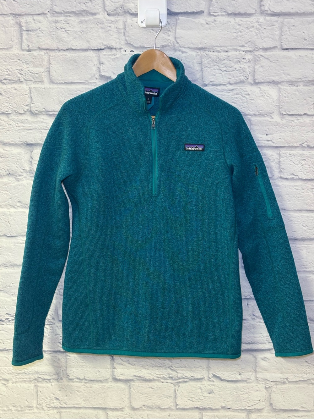Patagonia Better Sweater 1/4 Zip Women M Teal Blue Excellent Heathered 25617